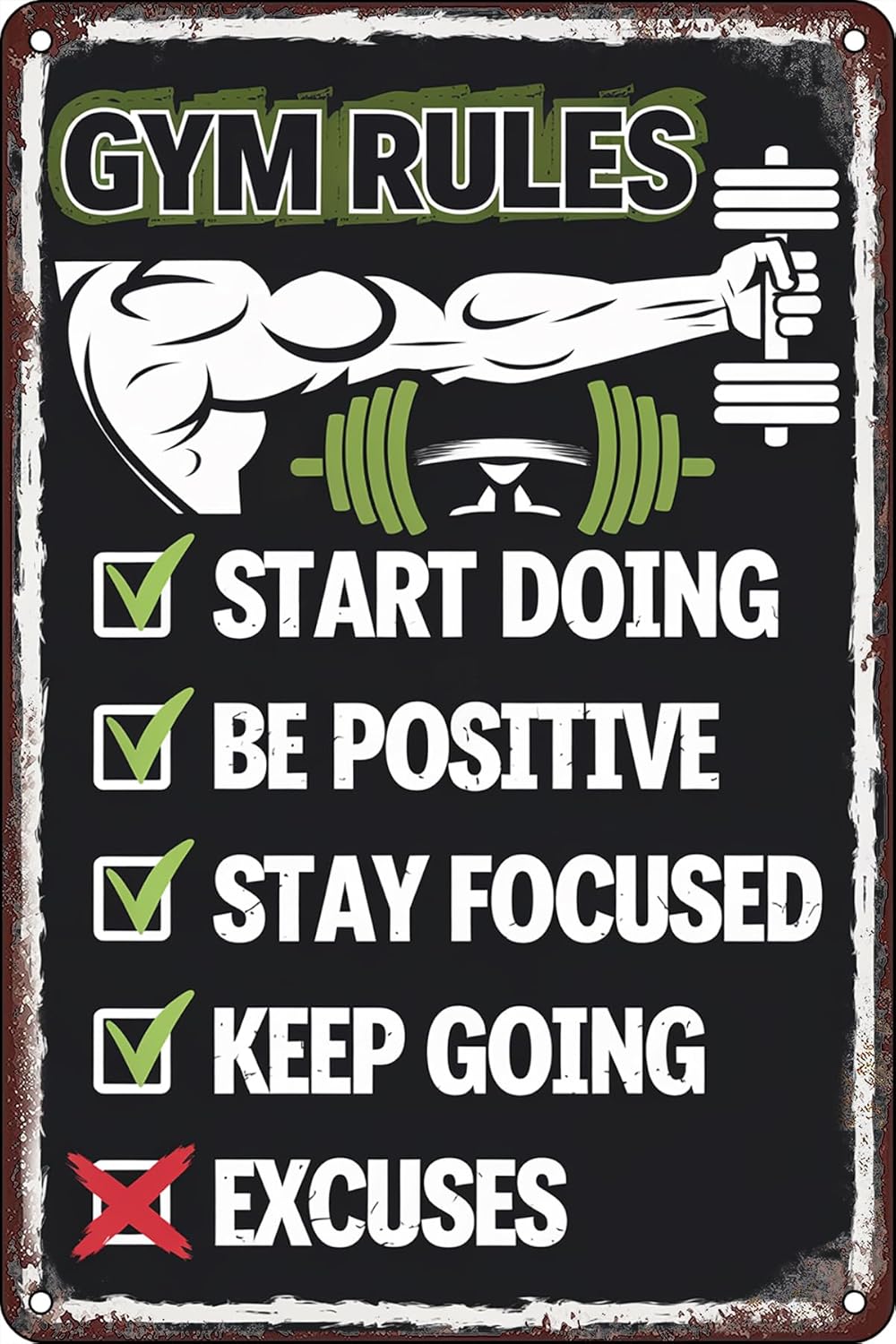 Home Gym Quotes - Zasady na siłowni - metalowe tabliczki