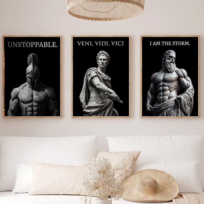Home Gym Quotes - Grecko-rzymski wojownik, motywacyjny cytat, plakat na