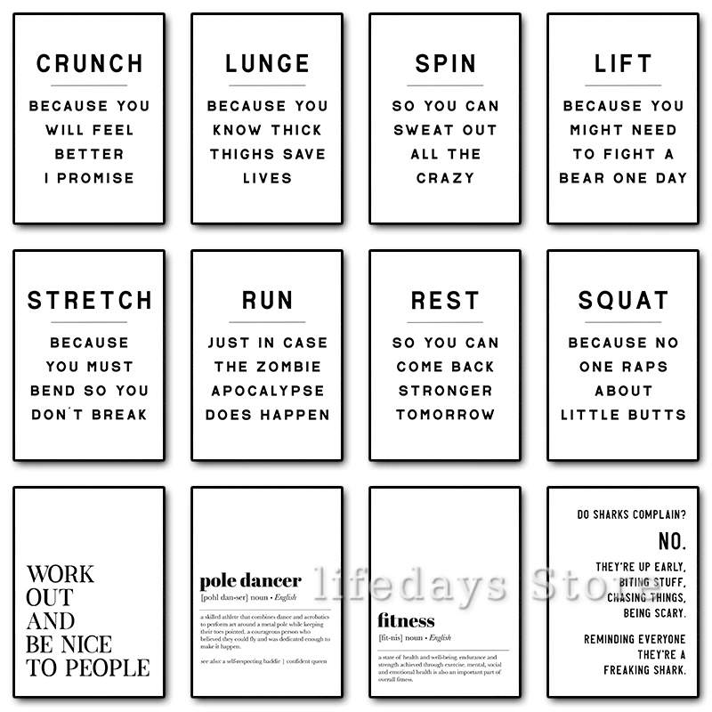 Home Gym Quotes - Fitness Work Out Śmieszne Cytaty Plakaty