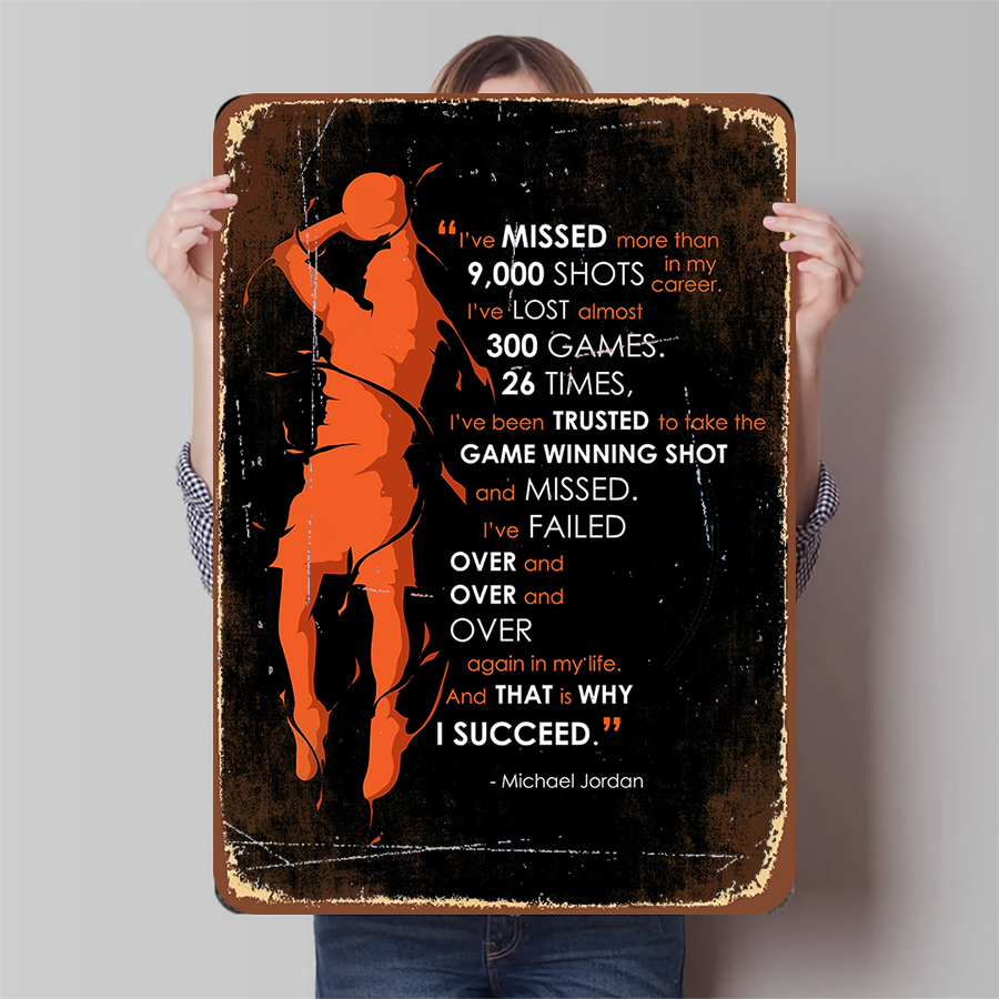 Home Gym Quotes - Metalowa tablica z inspirującym cytatem Michaela