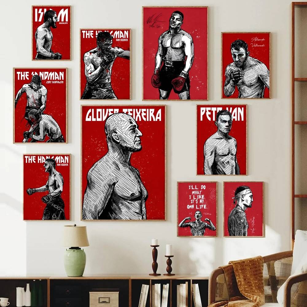 Home Gym Quotes - Plakat Papierowy z Atletą, Grunge, Portret