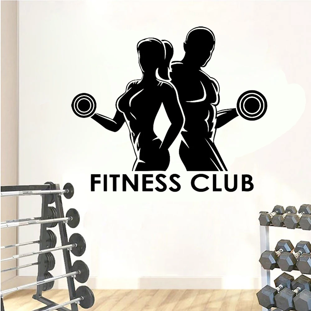 Home Gym On Wall - Mężczyzna kobieta siłownia naklejki ścienne Fitness